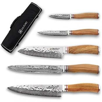 Trousse de cuisine Wusaki avec 5 couteaux en damas