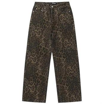 Leopard XL jeans femme à imprimé large
