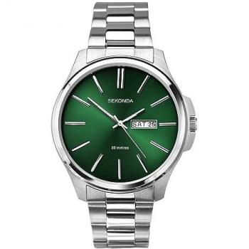 Sekonda Men's Silver Stainless Steel Green Dial Watch 30152