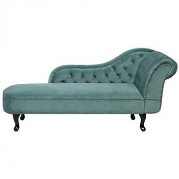 BELIANI Chaiselongue Rechtsseitig Hellgrün Samtstoff Holzfüße Glamourös