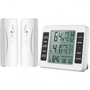 CYSLMUK Thermometer (kabellos) – 1 Stück, Dual Sensor, Min/Max akustischer Alarm