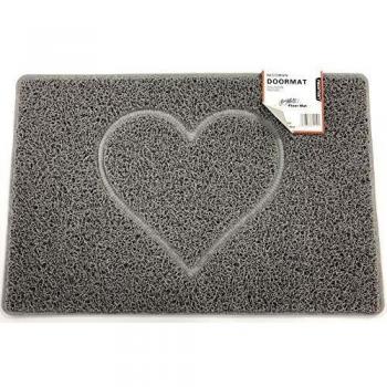 HEART Embossed Shape Door Mat - Dirt-Trapper by Nicoman - Grey - Medium - 75x44cm