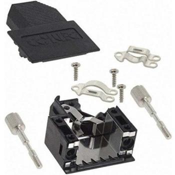 Capot Conec SUB-D 15 pôles 165X00789XE en plastique noir à angle de 45°