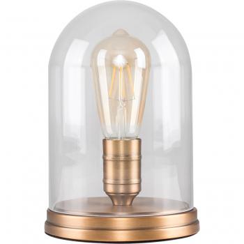 Gold Aged Brass Metal Base Table Lamp with Clear Glass Domed Shade