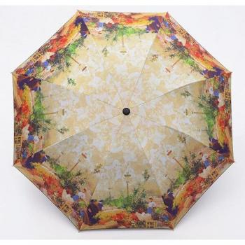 Ölmalerei Europa Landschaft Regenschirm, 3 Klapp Verdickung Anti UV abstrakte Kunst Frauen Regenschirm