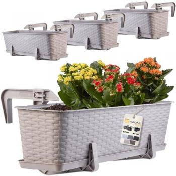 Set di Fioriere sospese in plastica effetto rattan 60 cm “Caramello” (4 pezzi)