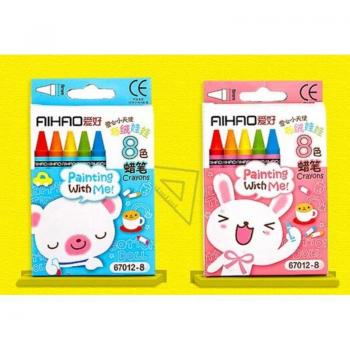 12 Colors Non-Toxic Cartoon Wax Crayons