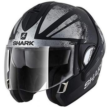 Evoline S3 Tixer Shark Helm in Schwarz, Chrom & Grau – L