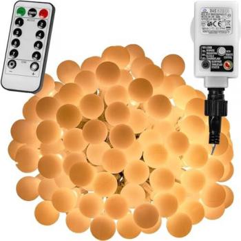 Guirlande lumineuse LED VOLTRONIC® 200 boules, blanc chaud, avec télécommande et adaptateur, pour intérieur et extérieur