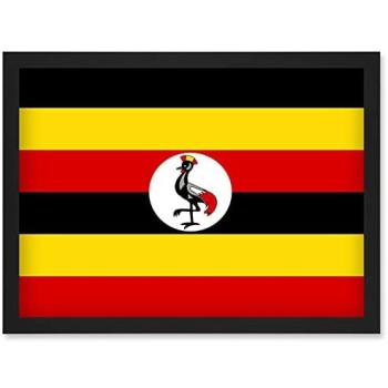 Black & Gold Uganda Flag A4 Poster – Framed Wall Art