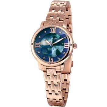 Taylor Cole Women's Steel Band Quartz Watch with Crystal Bezel