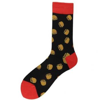 Calcetines Hip Hop de algodón para hombre, diseño de comida rápida, hamburguesa, cerveza y patatas fritas, Otoño Invierno