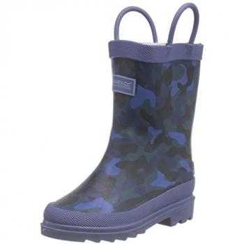 Regatta Boys Puddleduck Welly Printed Full Rubber Wellington Boots - Navy - Size: 2 years/2