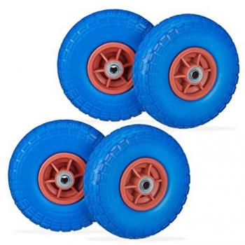 Lot de 4 roues de diable PU, 10045573-0, jusqu'à 150 kg, noir-gris