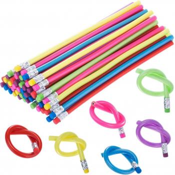 60 Pack Colorful Bendable Pencils with Erasers