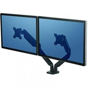 Brazo Doble Fellowes para Monitor - Soporte Ajustable con 2 Puertos USB
