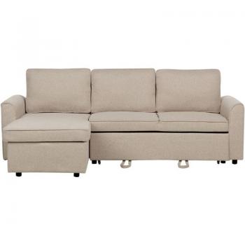 BELIANI Fabric Storage Sofa Bed in Beige
