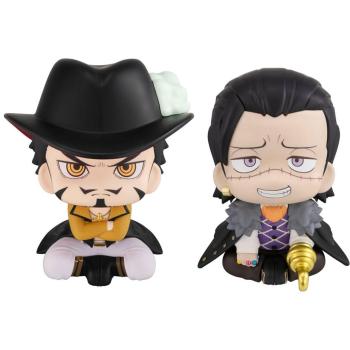 One Piece Dracule Mihawk & Sir Crocodile Statue – Look Up Cross Guild Outfit + MegaHous Geschenkbox