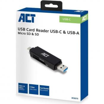 ACT AC6375 lector de tarjeta USB 3.2 Gen 1 (3.1 Gen 1) Negro