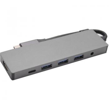Hub USB C 6 en 1 con salida HDMI 4K y entrada de audio de 3.5 mm