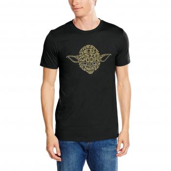 Herren Star‑Wars T-Shirt Yoda Text Schwarz – Größe X‑Large