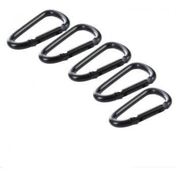 5PCS Black Aluminum Gourd Type Carabiner Spring Clip Keychain Hooks