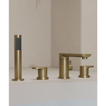 Kroos® Miscelatore Vasca-Doccia 4 Foro Oro Lucente