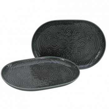 CreaTable Servierplatte Orient Mandala, Porzellan, (Set, 2-tlg), Servierset, je 28x20 cm