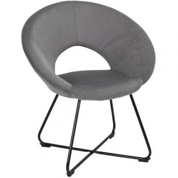 Fauteuil élégant 1 place Konae velours côtelé gris