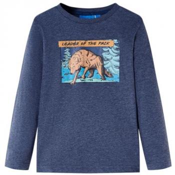 VidaXL Children's Long Sleeve Tee Dark Blue Melange 140