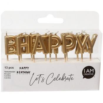 I AM CREATIVE Kerzen, Happy Birthday 6010.906 gold