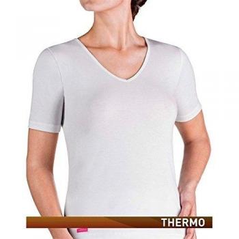 Camiseta Interior Térmica Mujer - Manga Corta - Cuello Pico - Blanco - S