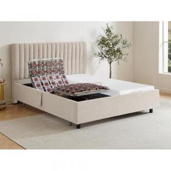 SASORA Dream Duo Lit Électrique – 2 × 90 × 200 cm, tissu beige