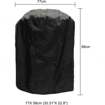 Heavy Duty Waterproof Round BBQ Grill Cover - Black Outdoor Dust Protection for Weber Grills