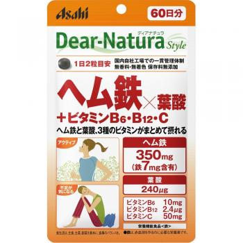 Asahi Dear-Natura Style Hem Iron Folic Acid + Vitamin B6, B12, C 120 capsules