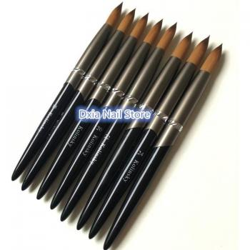 100% Kolinsky Sable Acrylic UV Poly Gel Brush - Crimped Flat Round Nail Manicure Brush