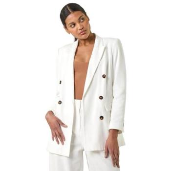 Double Breasted Collar & Revere Jacket (Ivory) – Women’s Size 12