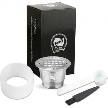 Cápsulas de café Nespresso recargables, filtros de acero inoxidable, cuchara y cepillo de limpieza, 1 unidad