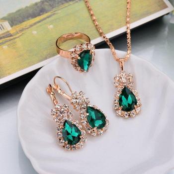 6 Colors Jewelry Set: Necklace, Earrings, Rings - Red Collection