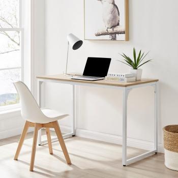 Melamine Coated Kendrick Home Office Computer Desk with Oak Effect Top and White Legs (120cm)