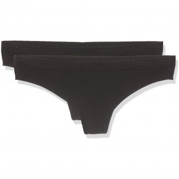 Tangas Tommy Hilfiger 2PK, Negro (Black/Black 001), L para Mujer