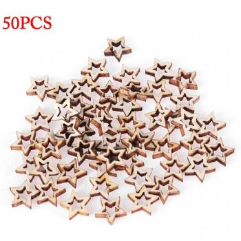50Pcs 10-20mm Wooden Star Embellishments for Arts and Crafts