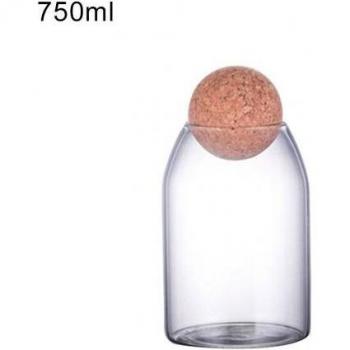 Botella de Vidrio para Granos y Alimentos con Tapón de Corcho - 550ml