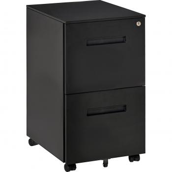 Vinsetto Cassettiera Ufficio Con Ruote, Schedario Portadocumenti A 2 Cassetti Con Serratura E 2 Chiavi In Acciaio, 39x48x67cm, Nero