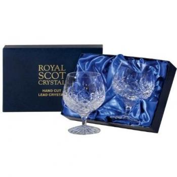 London 2 Crystal Brandy Glasses by Royal Scot Crystal