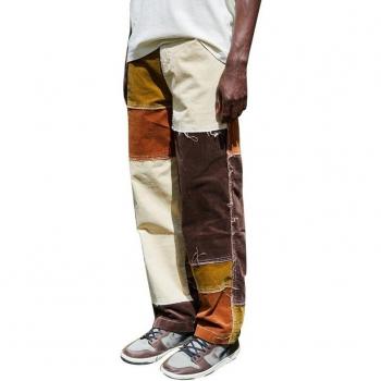 Patchwork Denim Hose Männer 2020 – Modischer Gerade-Bein-Stil