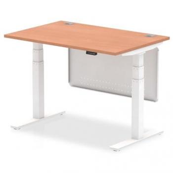 Air 1200x800 Height Adjustable Desk Walnut CP White Leg Modesty Panel