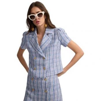 Silbon - Blazer corto de tweed para mujer