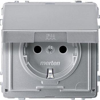 Merten AquaDesign Aluminium SCHUKO Socket Outlet with Hinged Cover