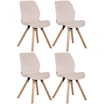 Set di 4 sedie Luna in velluto crema con struttura in legno